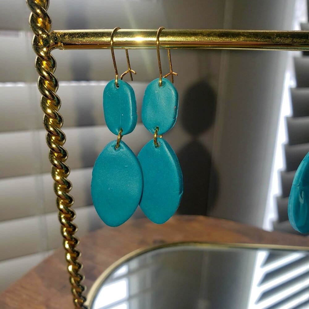 Teal Dangle Earrings (Winter Collection)